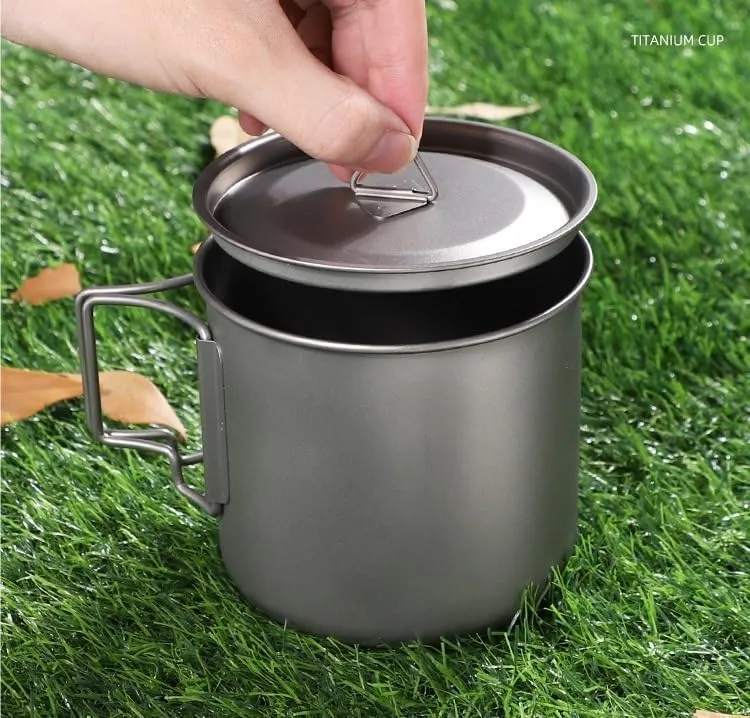 Pure Titanium Water Cup, Foldable Portable Coffee Mug With Lid Suitable For Outdoor Camping Or Home Use(750ml)