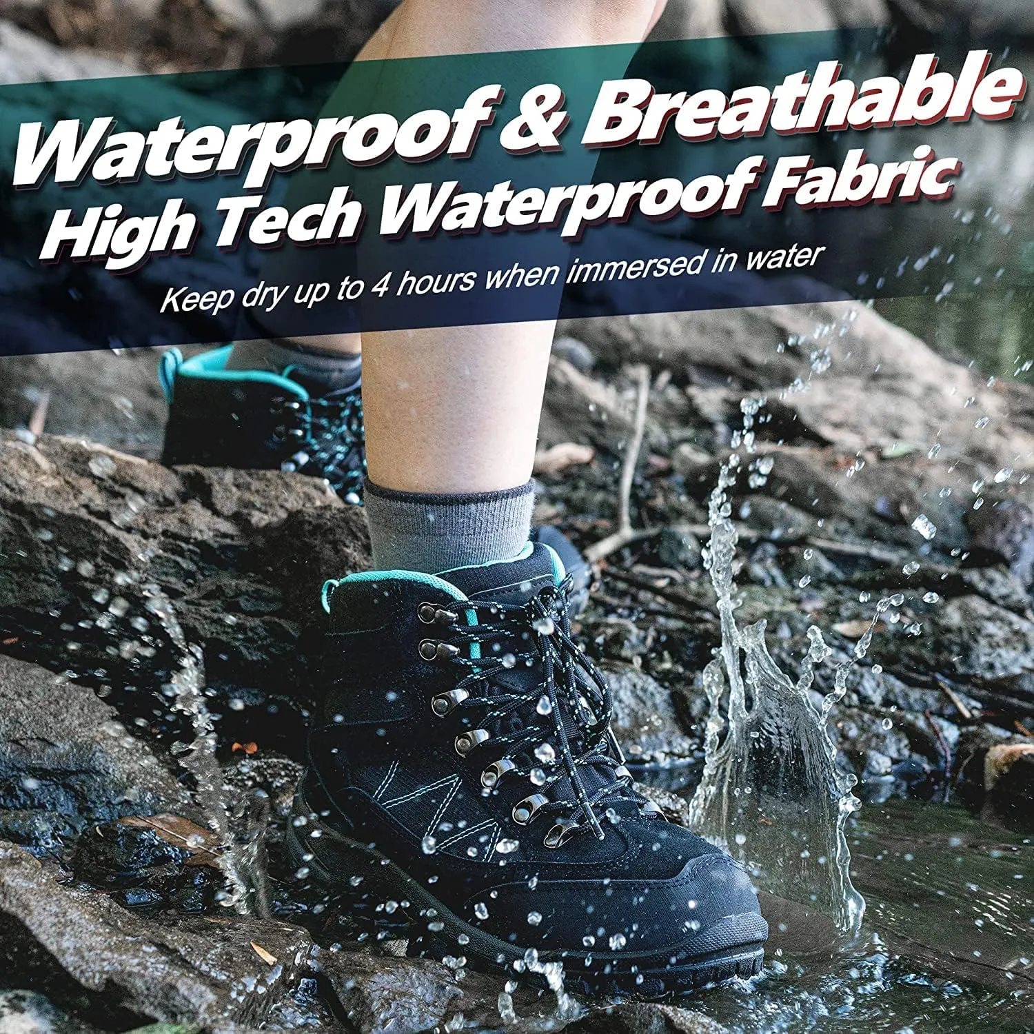 R CORD Hiking Boots Women Waterproof Ankle Support Womens Hiking Boots Backpacking Boots Breathable Non-slip Durable Hiking Boots for Outdoors