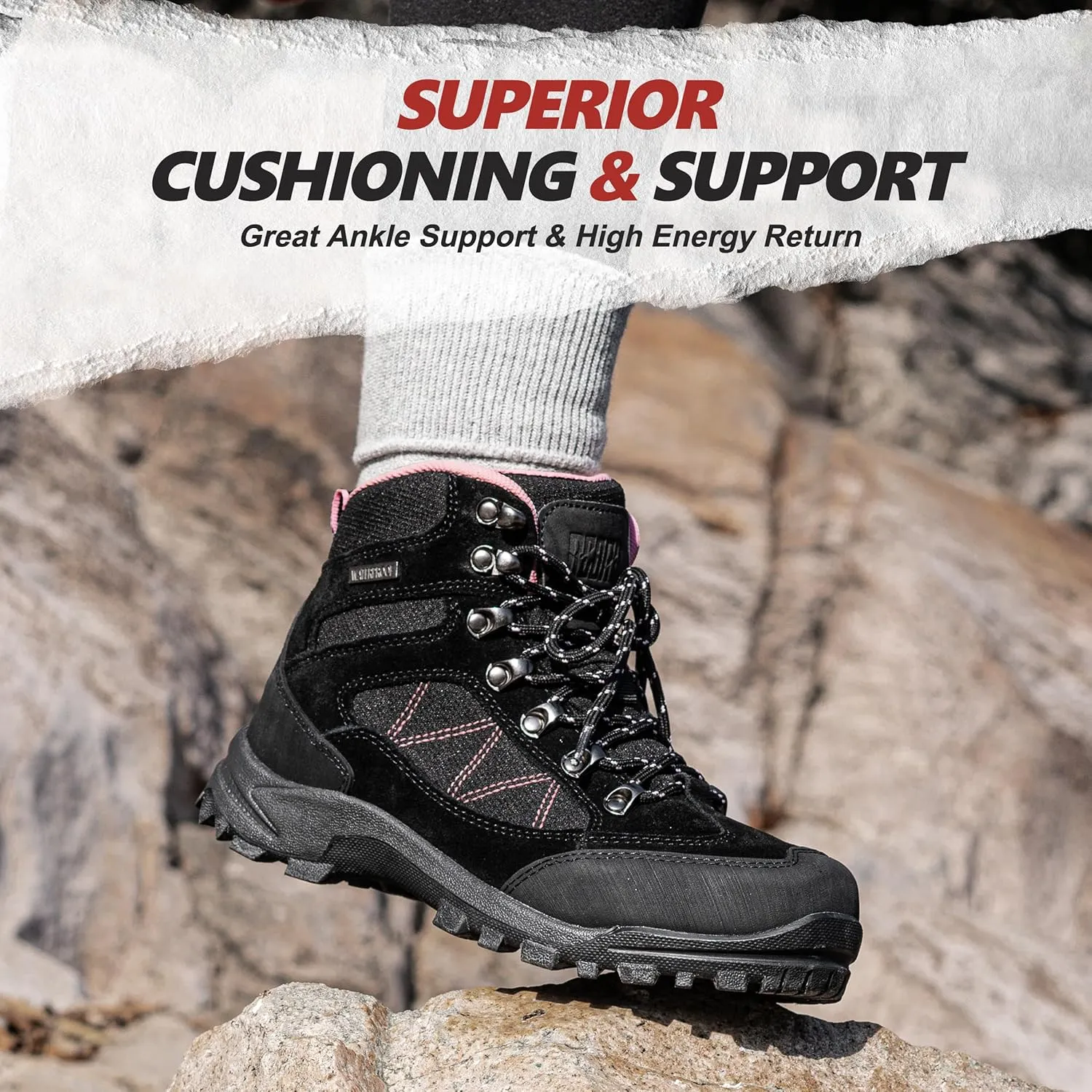 R CORD Snow Boots for Women Ankle Winter Boots for Women Hiking Boots Women Waterproof Durable Womens Hiking Boots for Outdoors