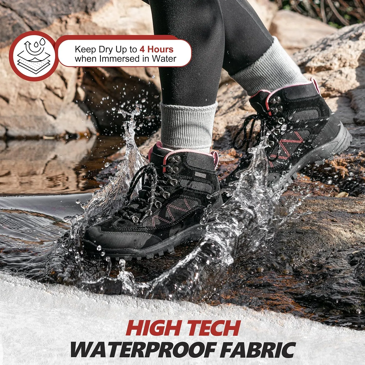 R CORD Snow Boots for Women Ankle Winter Boots for Women Hiking Boots Women Waterproof Durable Womens Hiking Boots for Outdoors