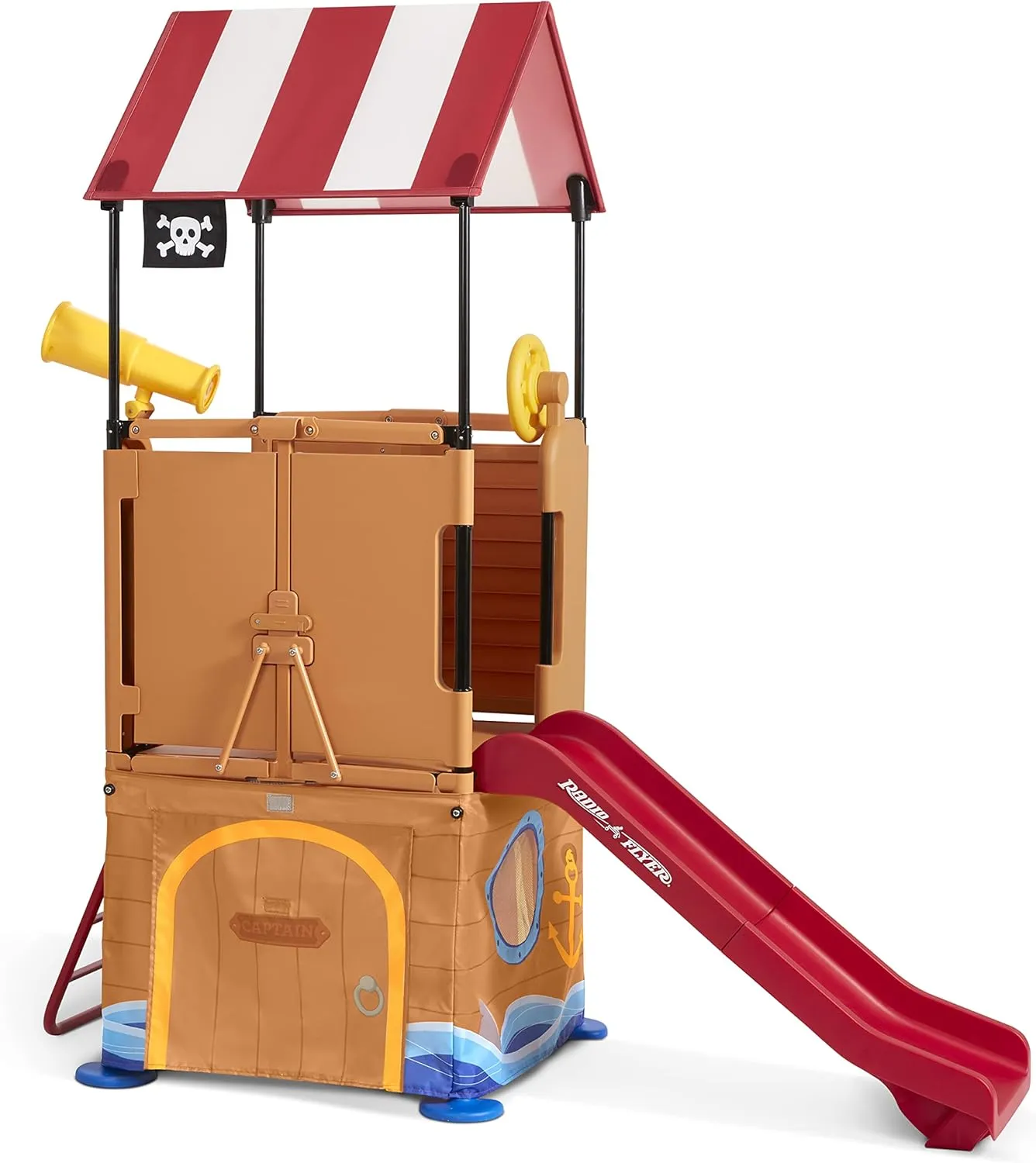 Radio Flyer Play & Fold Away Pirate Ship, Toddler Climber, Kids Playhouse for Ages 2-5