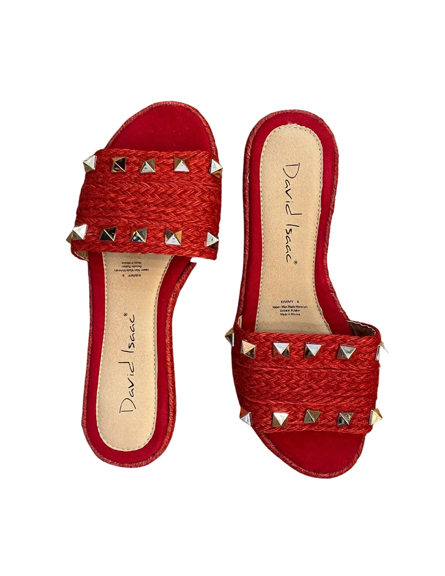 Red Studded Slide Sandals