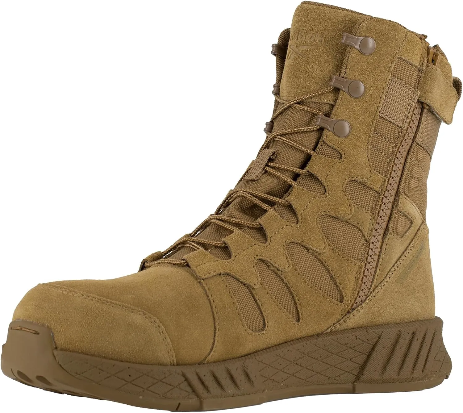 Reebok Men's Rb4360 Floatride Energy Safety Toe 8" Tactical Boot with Side Zipper Coyote Military
