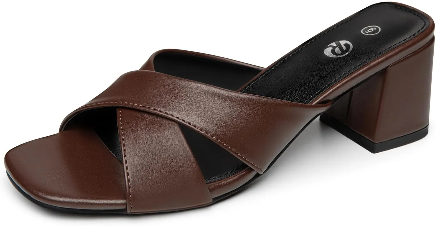 Rekayla Heeled Sandals Women Comfortable, Square Toe Sandals Comfy Mule Shoes Chunky Block Heels Women's Sandals Slip On Minimalist Heels Comfortable Mule for Long Walk Casual Shoes Summer Dressy