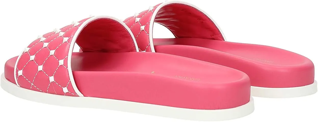Rockstud Quilted Pool Slide Sandals Pink