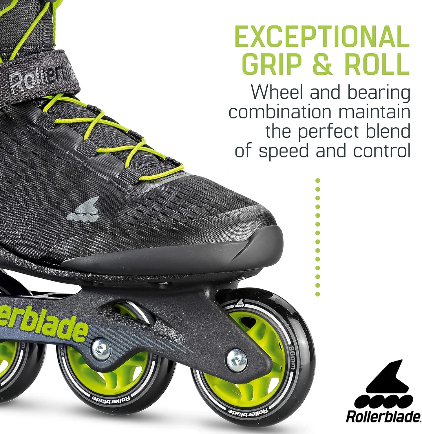 Rollerblade Zetrablade Elite Men's Adult Fitness Inline Skate, Black and Lime, Performance Inline Skates