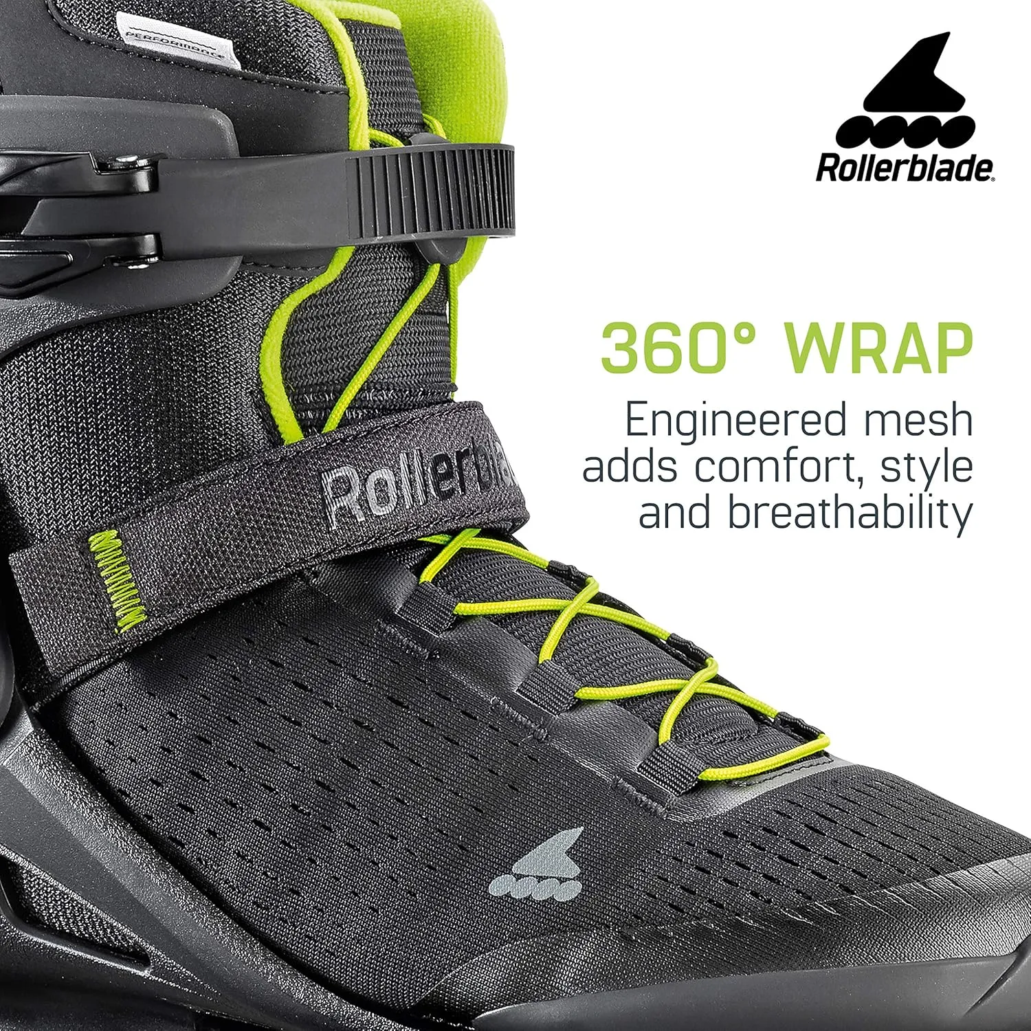 Rollerblade Zetrablade Elite Men's Adult Fitness Inline Skate, Black and Lime, Performance Inline Skates