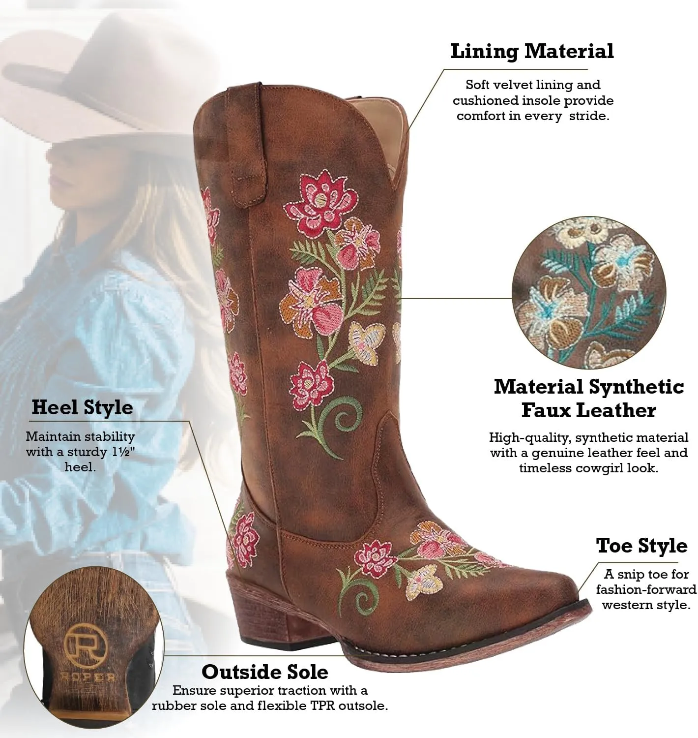 Roper Women's Riley Flowers Western Boot