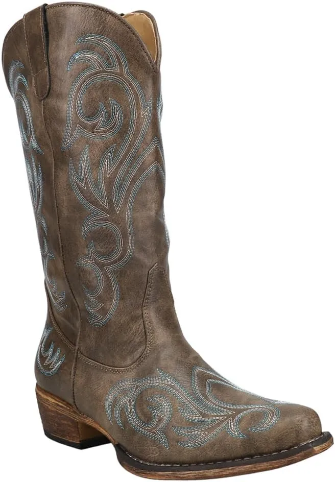 ROPER Womens Riley Round Toe Casual Boots Mid Calf Low Heel 1-2" - Black