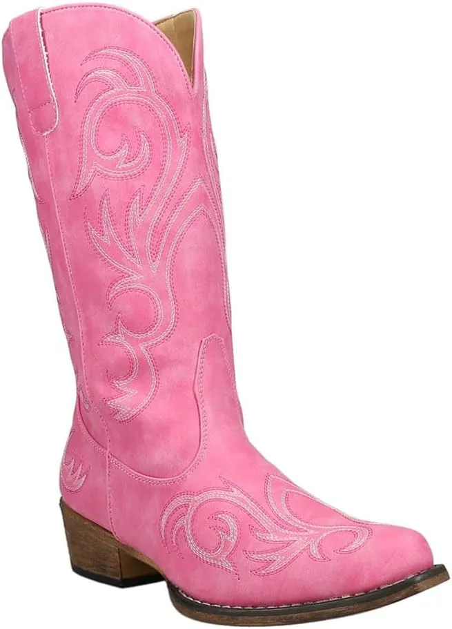 ROPER Womens Riley Round Toe Casual Boots Mid Calf Low Heel 1-2" - Black