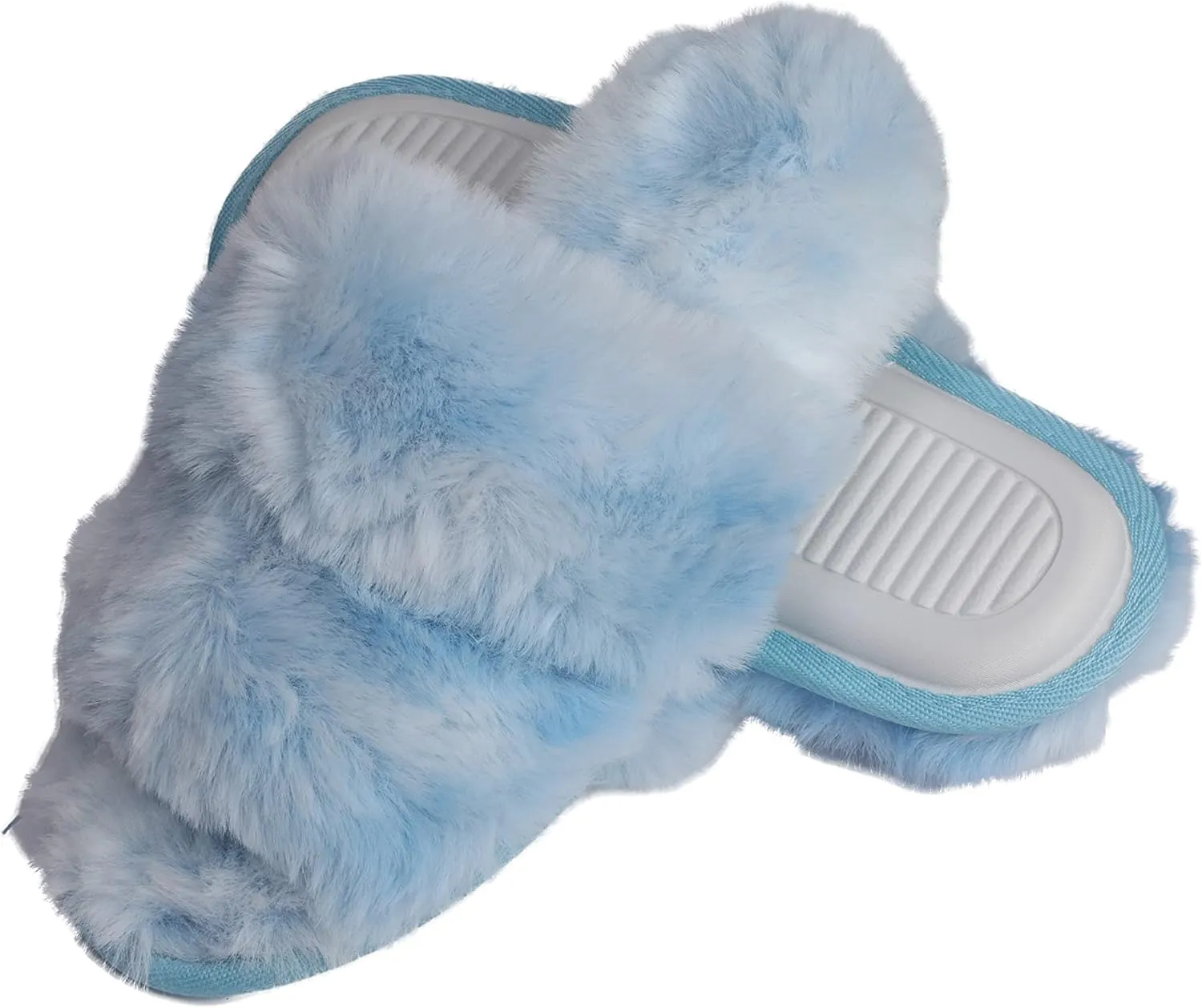 Roxoni Fuzzy House Slippers for Women – Comfortable Furry Spa – Cozy Slip On Open Toe - Soft Insole & Rubber Outsole