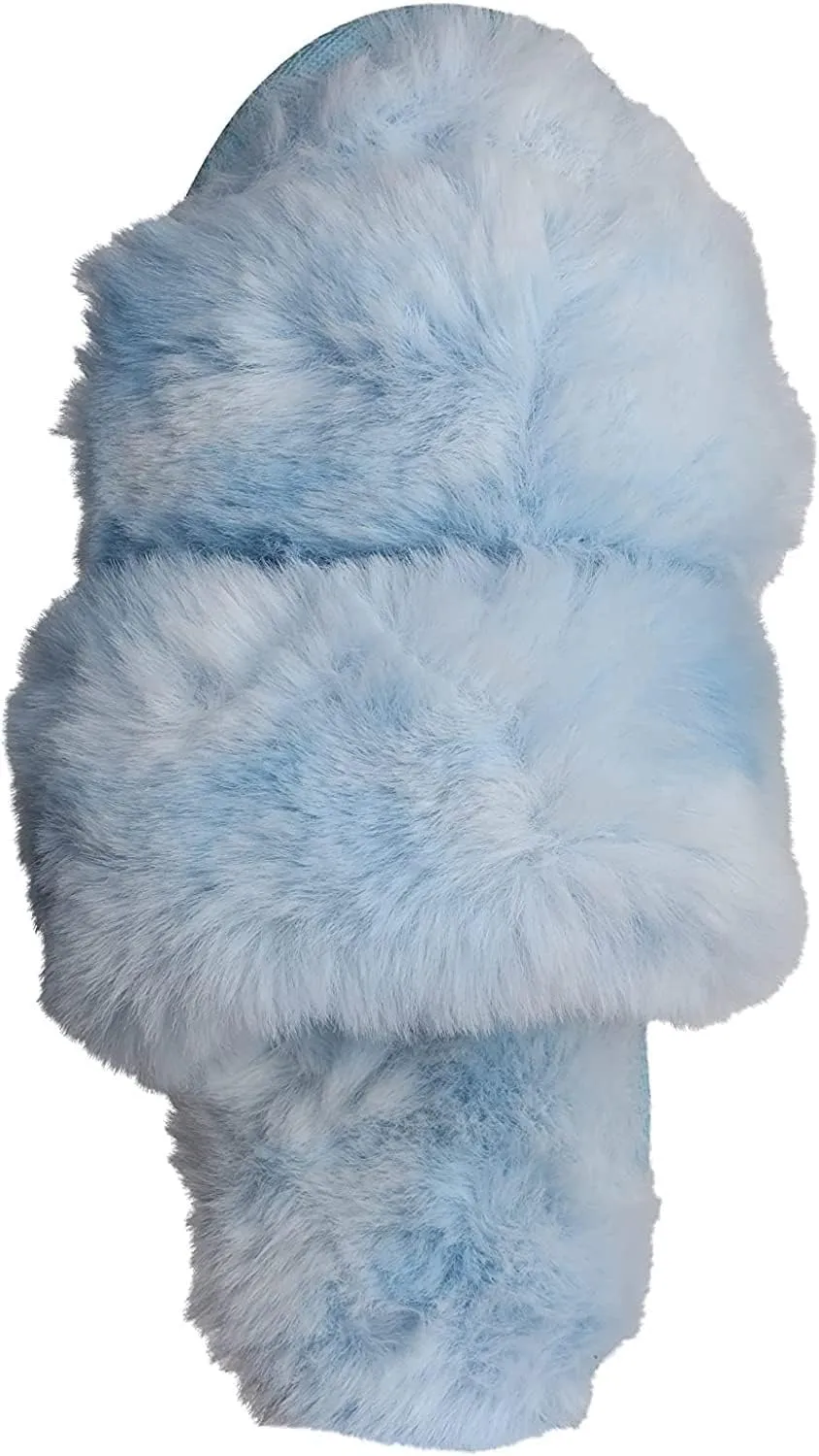 Roxoni Fuzzy House Slippers for Women – Comfortable Furry Spa – Cozy Slip On Open Toe - Soft Insole & Rubber Outsole