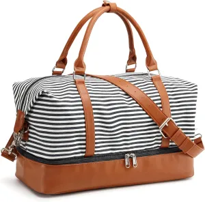 S-ZONE Weekender Bags for Women and Men Travel Duffel Bags with Shoe Compartment Overnight Carry on Duffle Tote Bag