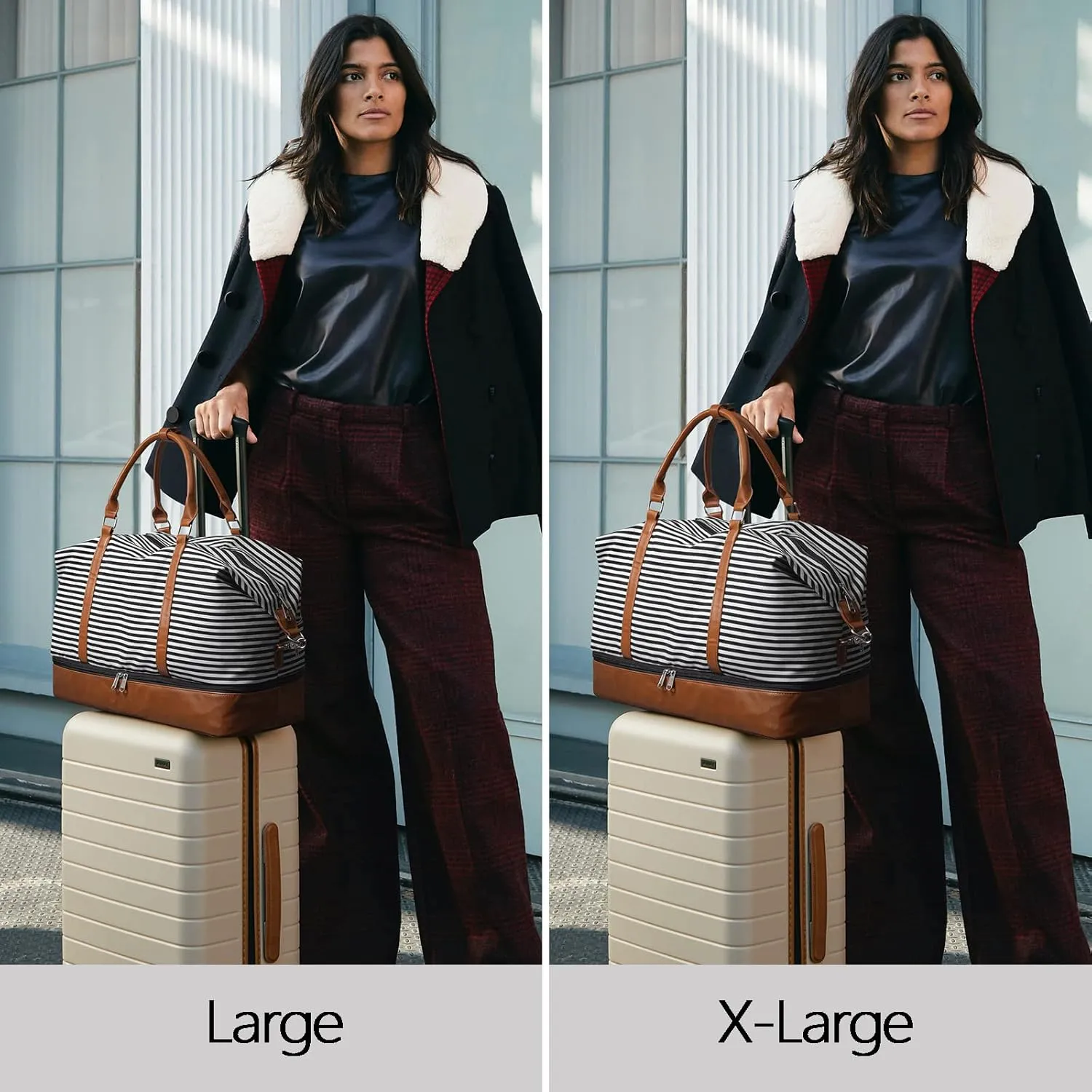 S-ZONE Weekender Bags for Women and Men Travel Duffel Bags with Shoe Compartment Overnight Carry on Duffle Tote Bag
