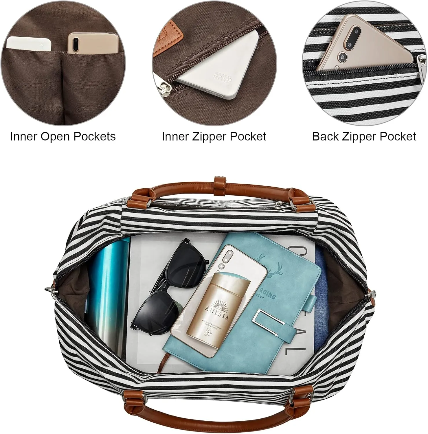 S-ZONE Weekender Bags for Women and Men Travel Duffel Bags with Shoe Compartment Overnight Carry on Duffle Tote Bag