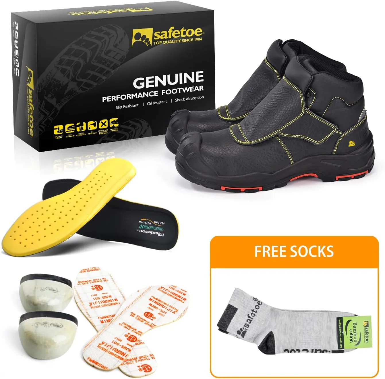 SAFETOE Welding Boots for Men Composite Toe Safety Boots Fire Resistant Welding Boot 300℃Heat Resistant Welder Working Boots