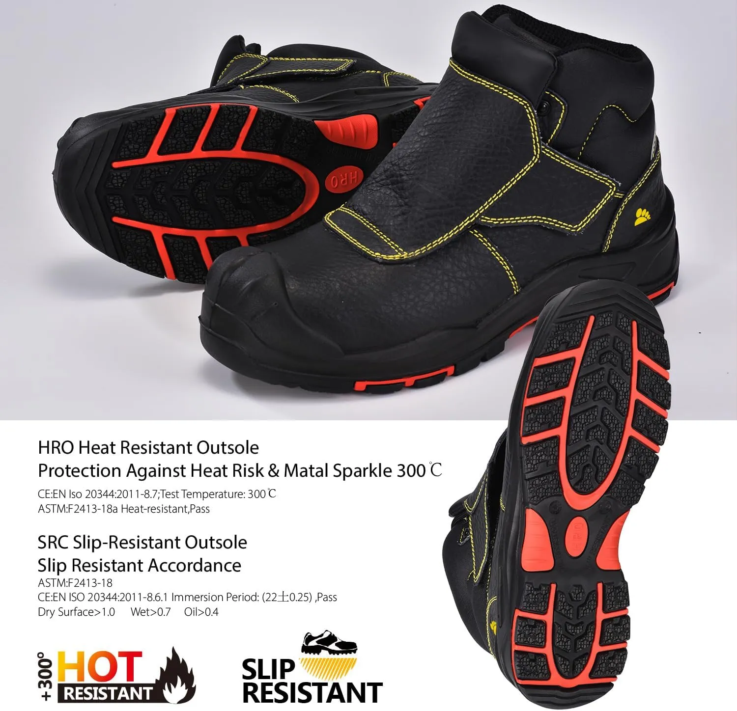 SAFETOE Welding Boots for Men Composite Toe Safety Boots Fire Resistant Welding Boot 300℃Heat Resistant Welder Working Boots