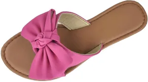 SAMANTHA Sandals Slip On Slide Flat with Twist Knot Bow