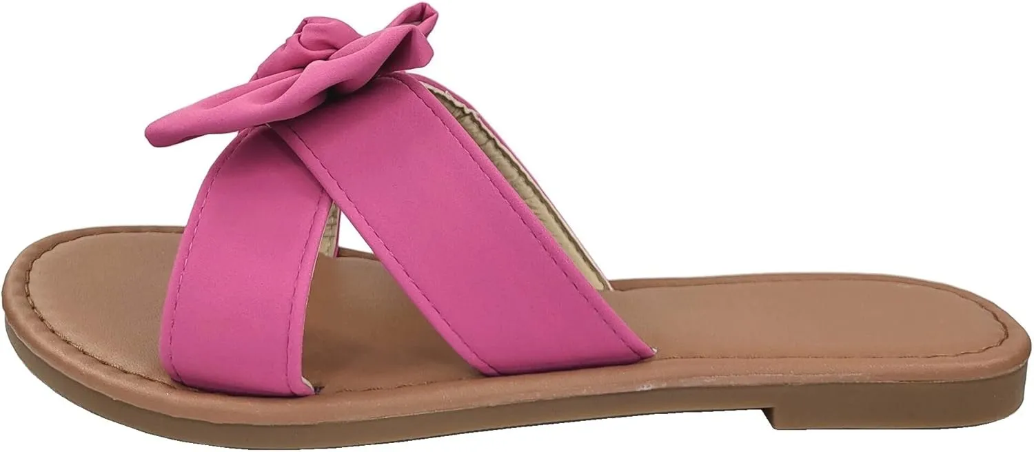 SAMANTHA Sandals Slip On Slide Flat with Twist Knot Bow