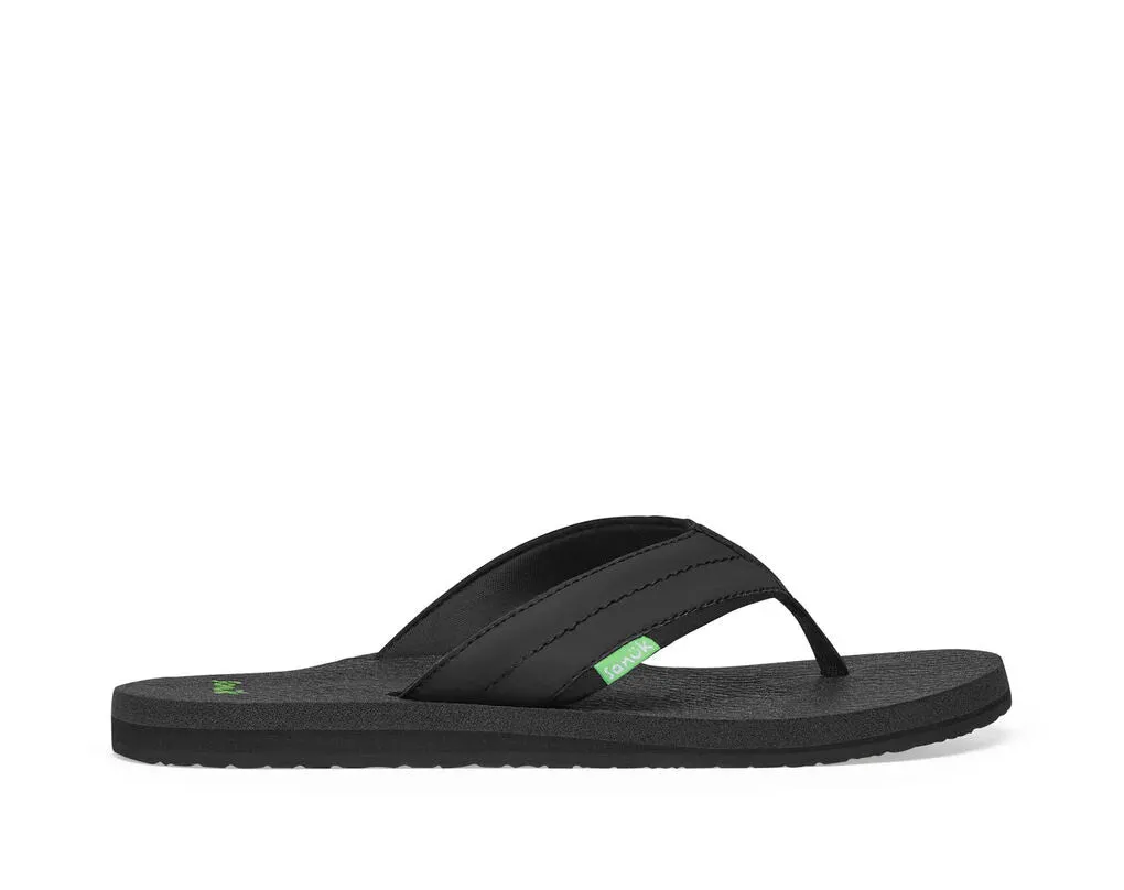 Sanuk Men's Beer Cozy 2 Flip-Flops – Soft Cushioned Sandals with Beer Cozy Footbed for All-Day Comfort, Black