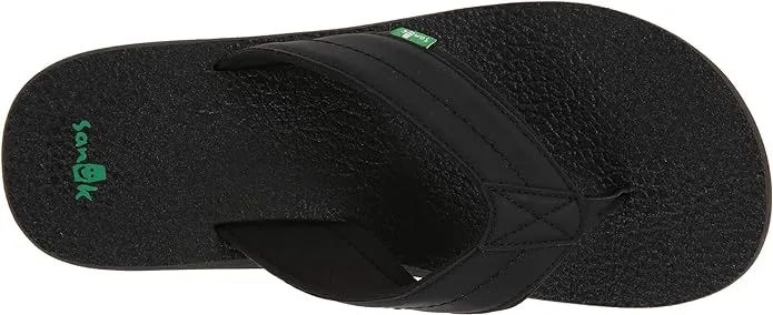 Sanuk Men's Beer Cozy 2 Flip-Flops – Soft Cushioned Sandals with Beer Cozy Footbed for All-Day Comfort, Black