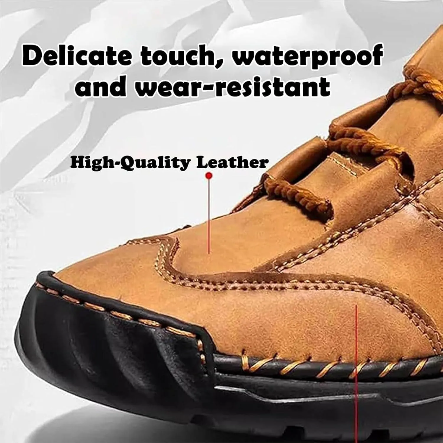 Sawbehind Mens Boots, Men's Comfortable Handmade Leather Boots, Arch Support, Slip-On, Wide Toe Waterproof Design