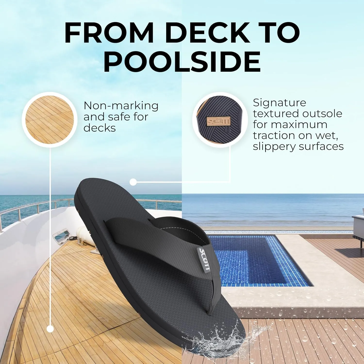 Scott Hawaii Makaha Flip Flop | Custom Molded Outsole with Arch Support | Podiatrist Recommended