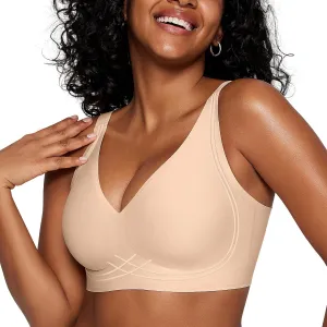Seamless Wireless Bras for Women Full Coverage Push Up Bra Comfortable No Underwire Bralettes Deep V with Support and Lift