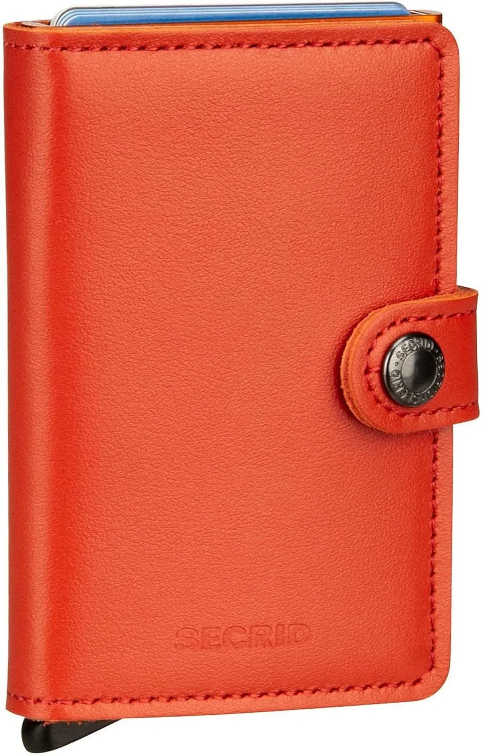 SECRID - Men Mini Wallet Genuine Original Leather RFID Safe Card Case for max 12 cards (Orange)