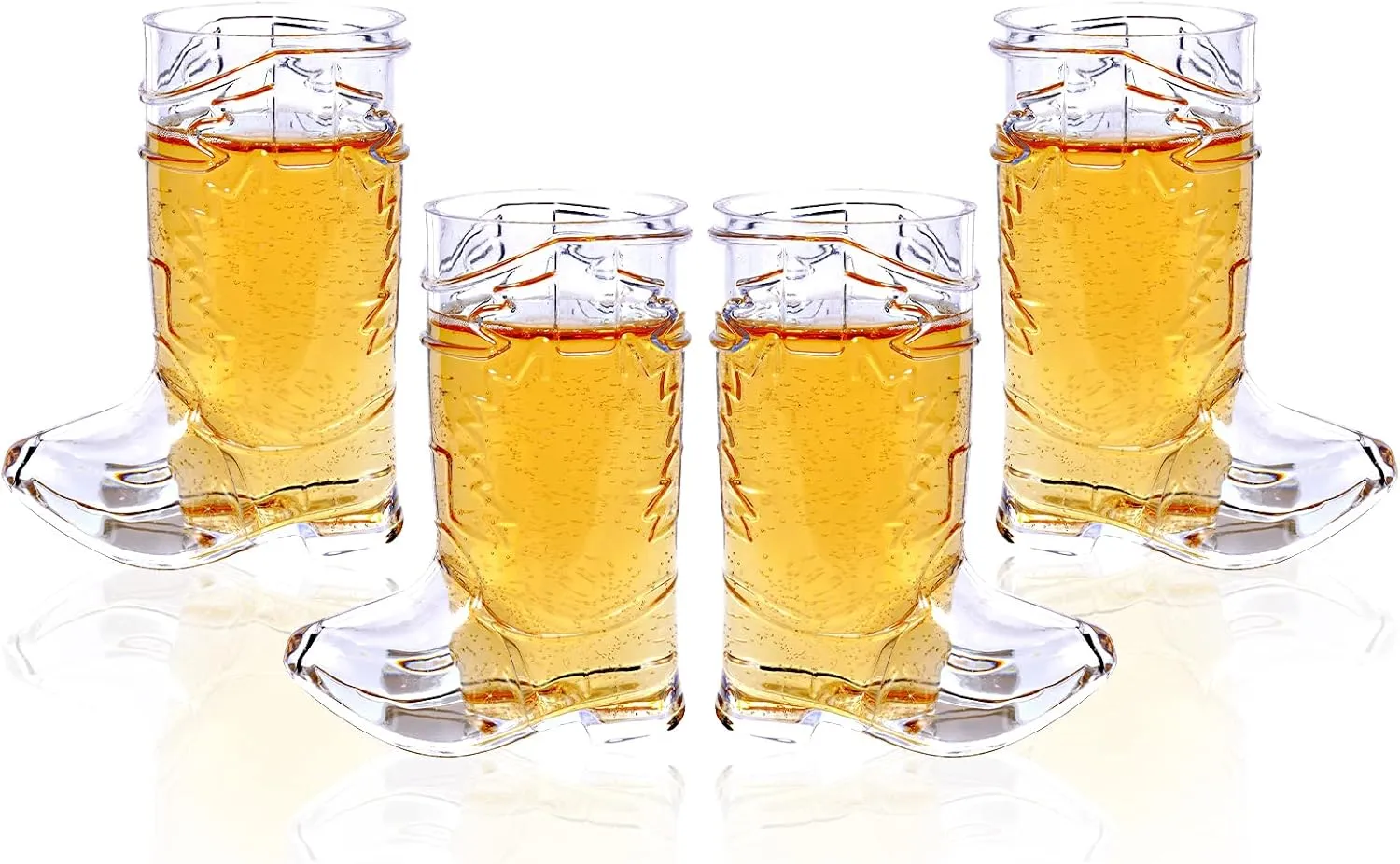 SHAOQINLIN Cowboy Boot Shot Glasses, 30 Pcs 1 oz Mini Plastic Boot Cups, Clear Pattern Beer Boot Mugs Western Cowboy Cowgirl Theme Party Supplies