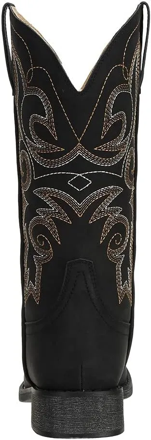 SheSole Women's Fashion Western Cowgirl Cowboy Boots Wide Square Toe Mid Calf
