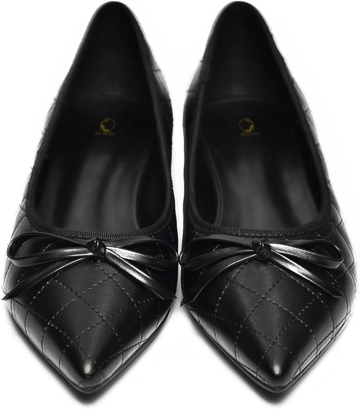SHODENSE Women Quilted Bow Flats Pointed Toe Slip On Ballet Flats Comfortable Pointy Toe Flat Shoes Bow Tie 0.5 Inch Flat Heel Dress Shoes Matte Office Party Wedding Bridal Driver Flats 4-11 M US