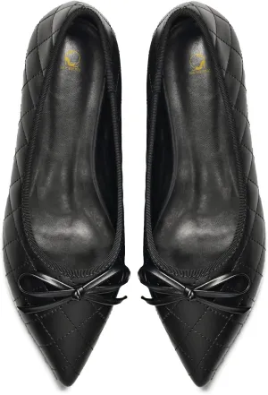 SHODENSE Women Quilted Bow Flats Pointed Toe Slip On Ballet Flats Comfortable Pointy Toe Flat Shoes Bow Tie 0.5 Inch Flat Heel Dress Shoes Matte Office Party Wedding Bridal Driver Flats 4-11 M US