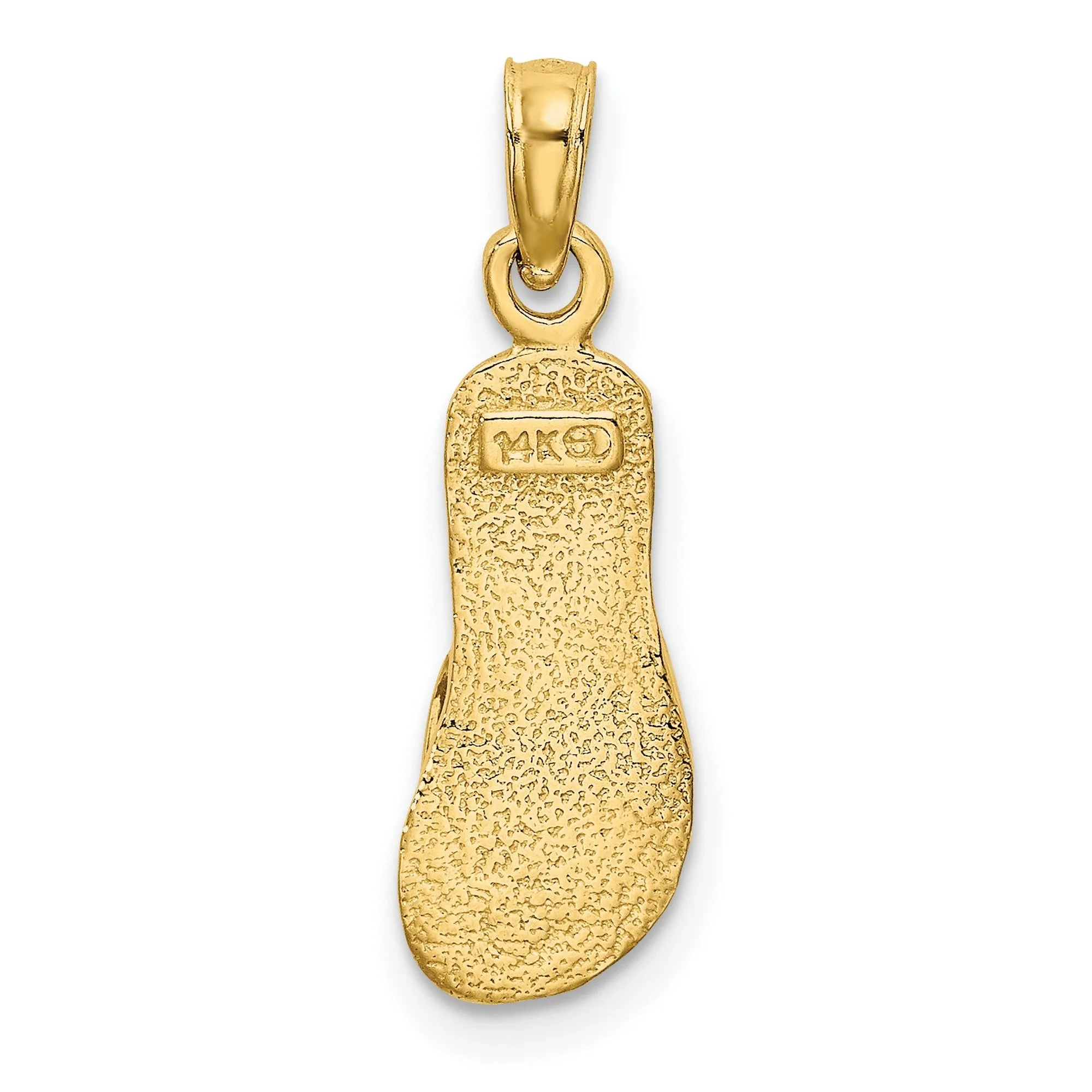 Single Polished Strap Flip-Flop Charm Pendant in Real 14k Yellow Gold