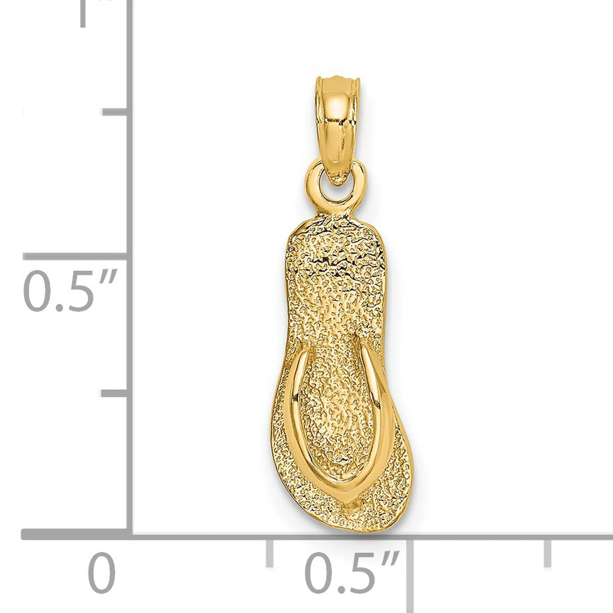 Single Polished Strap Flip-Flop Charm Pendant in Real 14k Yellow Gold