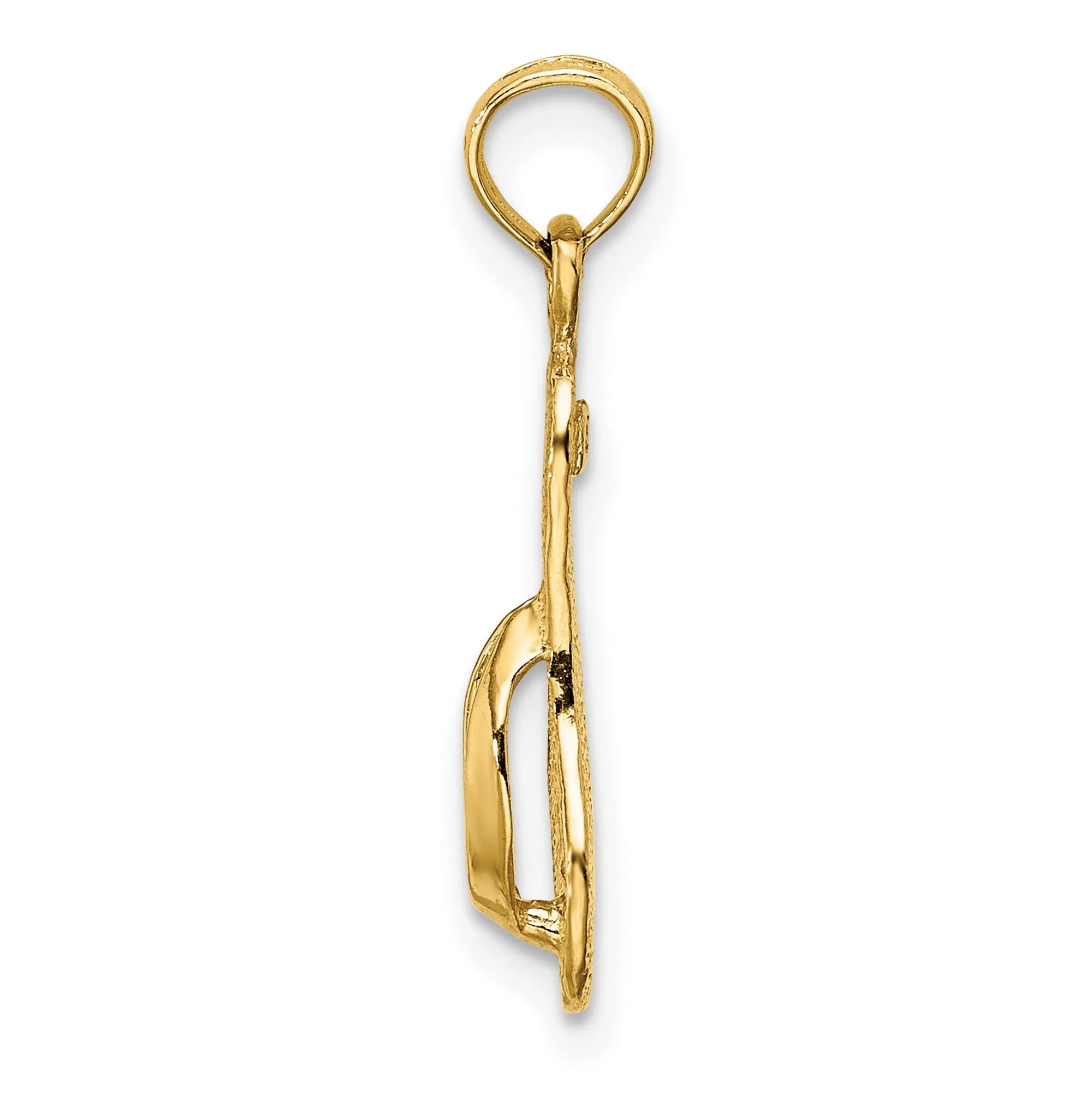 Single Polished Strap Flip-Flop Charm Pendant in Real 14k Yellow Gold