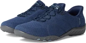 Skechers Modern Comfort Women's Women's Breathe Easy-Knitty Waves Hands Free Slip-Ins Sneaker, Navy, 8.5