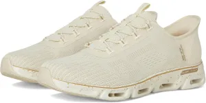 Skechers Sport Women's Glide-Step GRATIFY-PACE Hands Free Slip-INS Sneaker, NTGD=Natural/Gold, 9