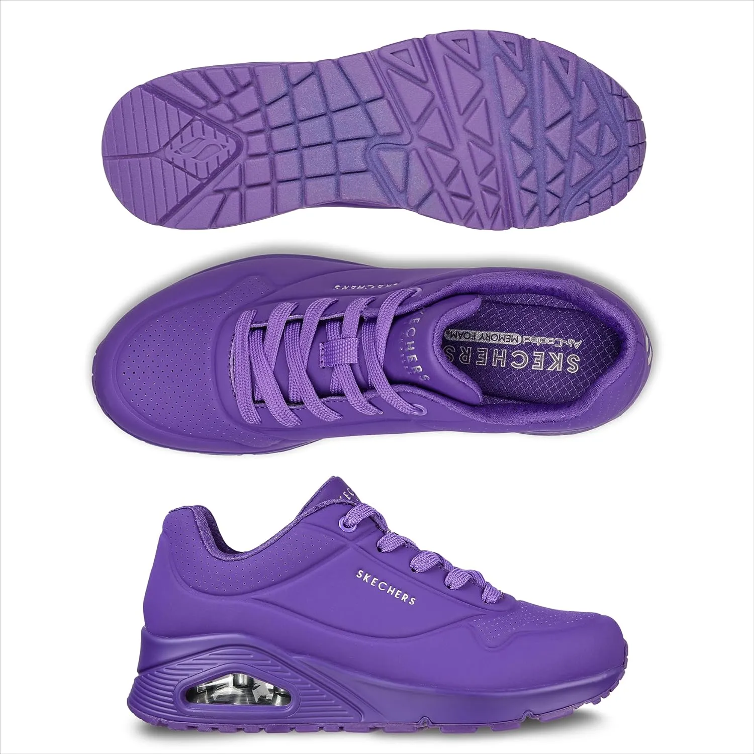 Skechers Women's Uno-Night Shades Sneaker Cooled Memory Foam, Skech-Air Midsole, Durabuck Upper