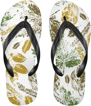 Slim Flip Flops for Women Beach - Ombre Autumn Leaves Casual Thong Flat Sandals Rubber Slide Slippers Shower Shoes