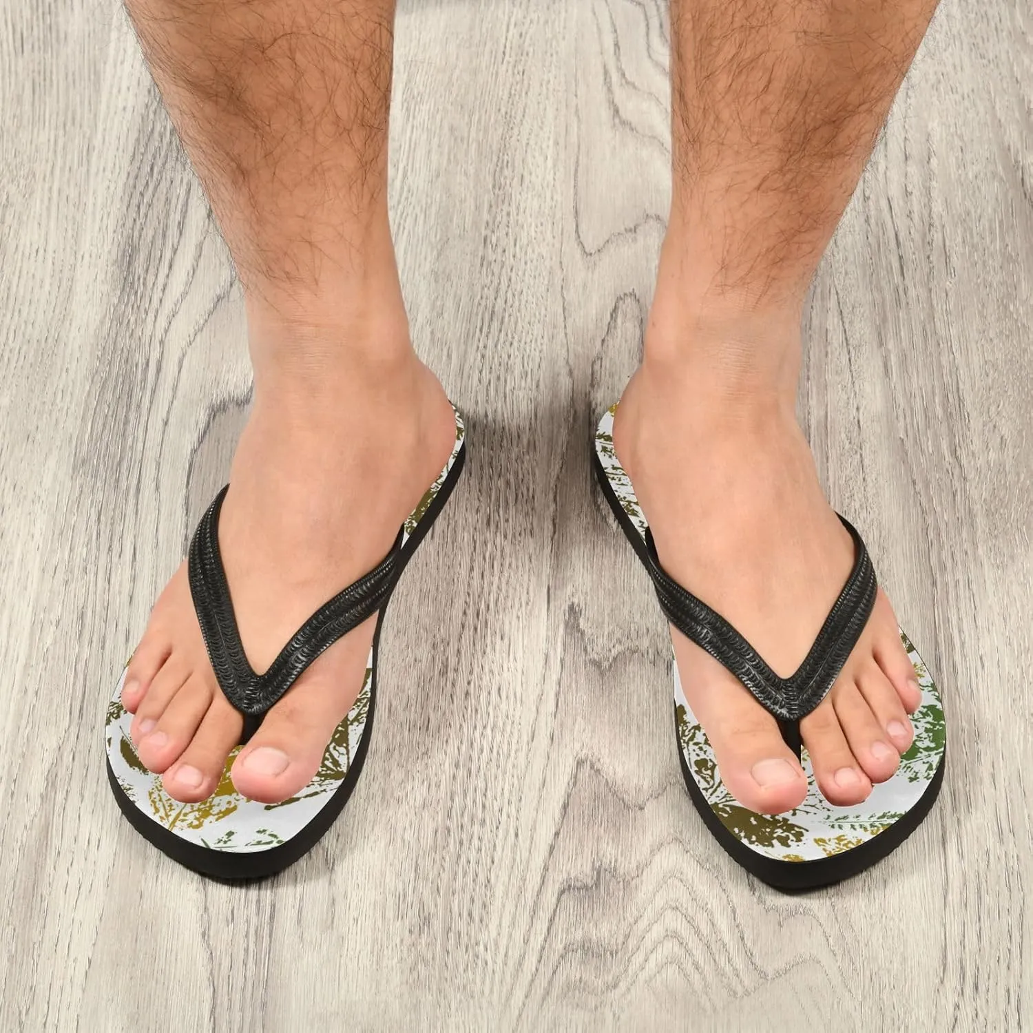 Slim Flip Flops for Women Beach - Ombre Autumn Leaves Casual Thong Flat Sandals Rubber Slide Slippers Shower Shoes