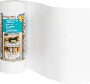 Smooth Top EasyLiner for Cabinets & Drawers - Easy to Install & Cut to Fit - Shelf Paper & Drawer Liner Non Adhesive - Non Slip Shelf Liner for Kitchen & Pantry - 12in. x 24ft. - White