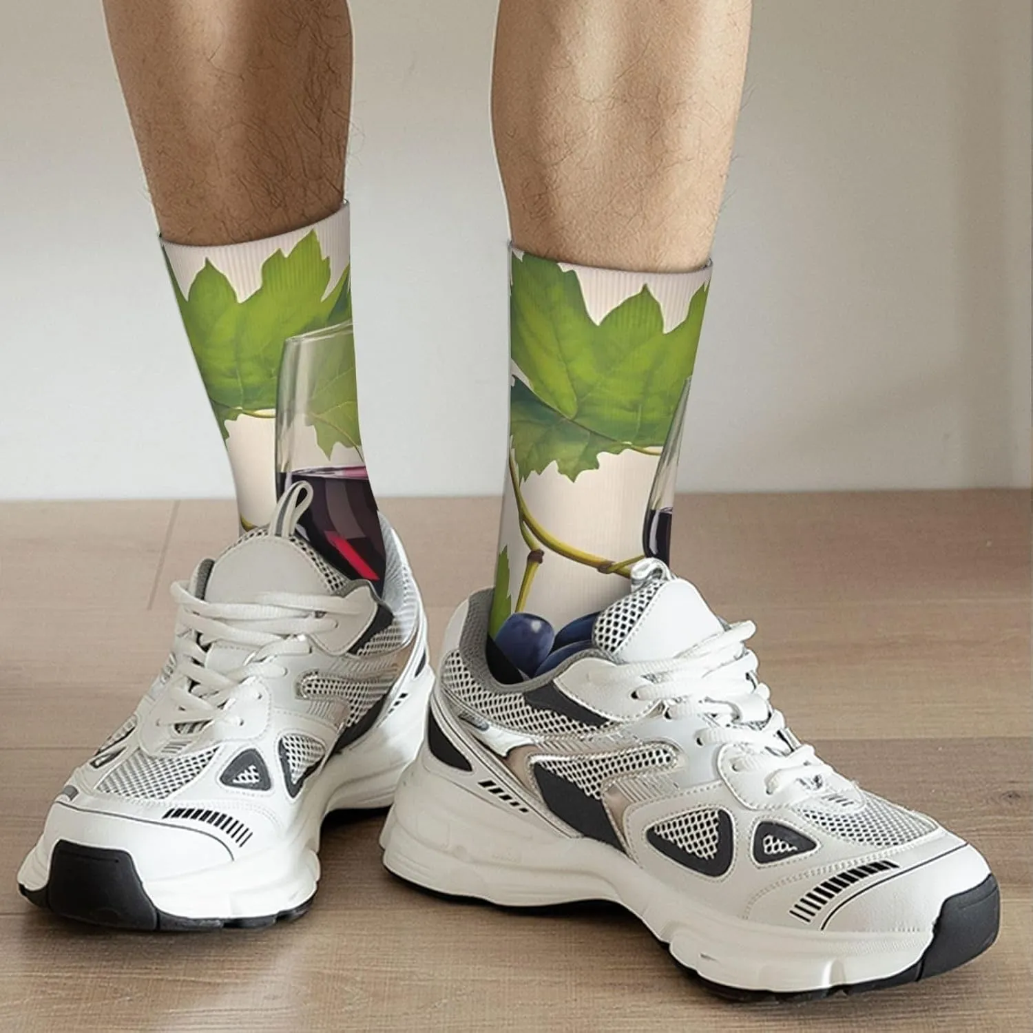 Socks for Women Men Breathable Moisture Wicking Boot Socks Grape Wine Warm Calf Socks
