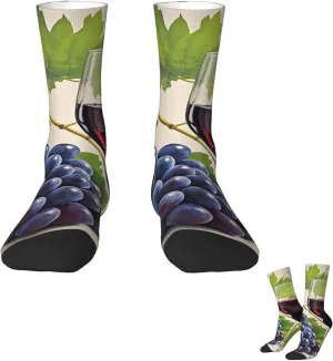 Socks for Women Men Breathable Moisture Wicking Boot Socks Grape Wine Warm Calf Socks