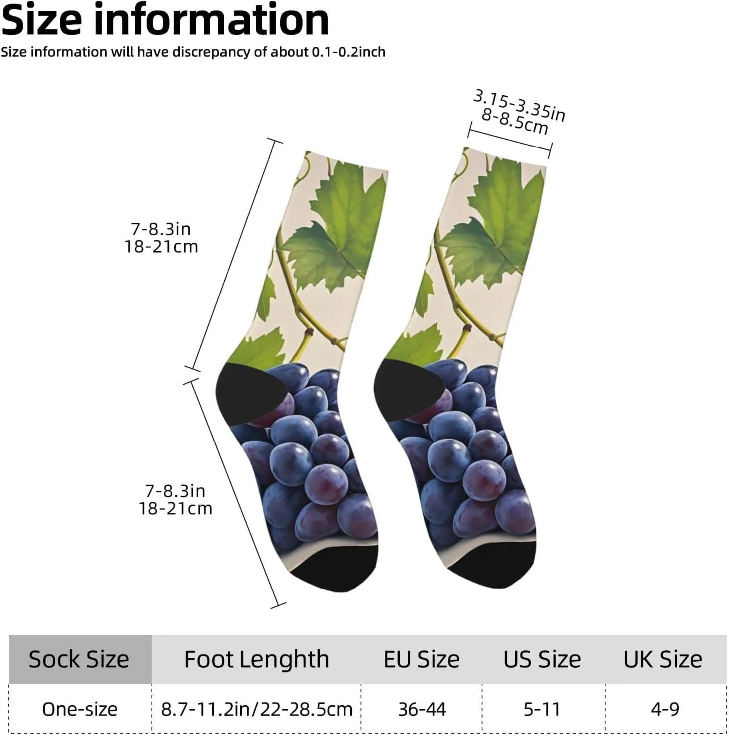 Socks for Women Men Breathable Moisture Wicking Boot Socks Grape Wine Warm Calf Socks