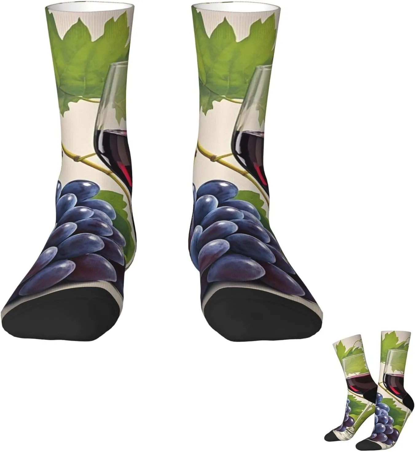 Socks for Women Men Breathable Moisture Wicking Boot Socks Grape Wine Warm Calf Socks