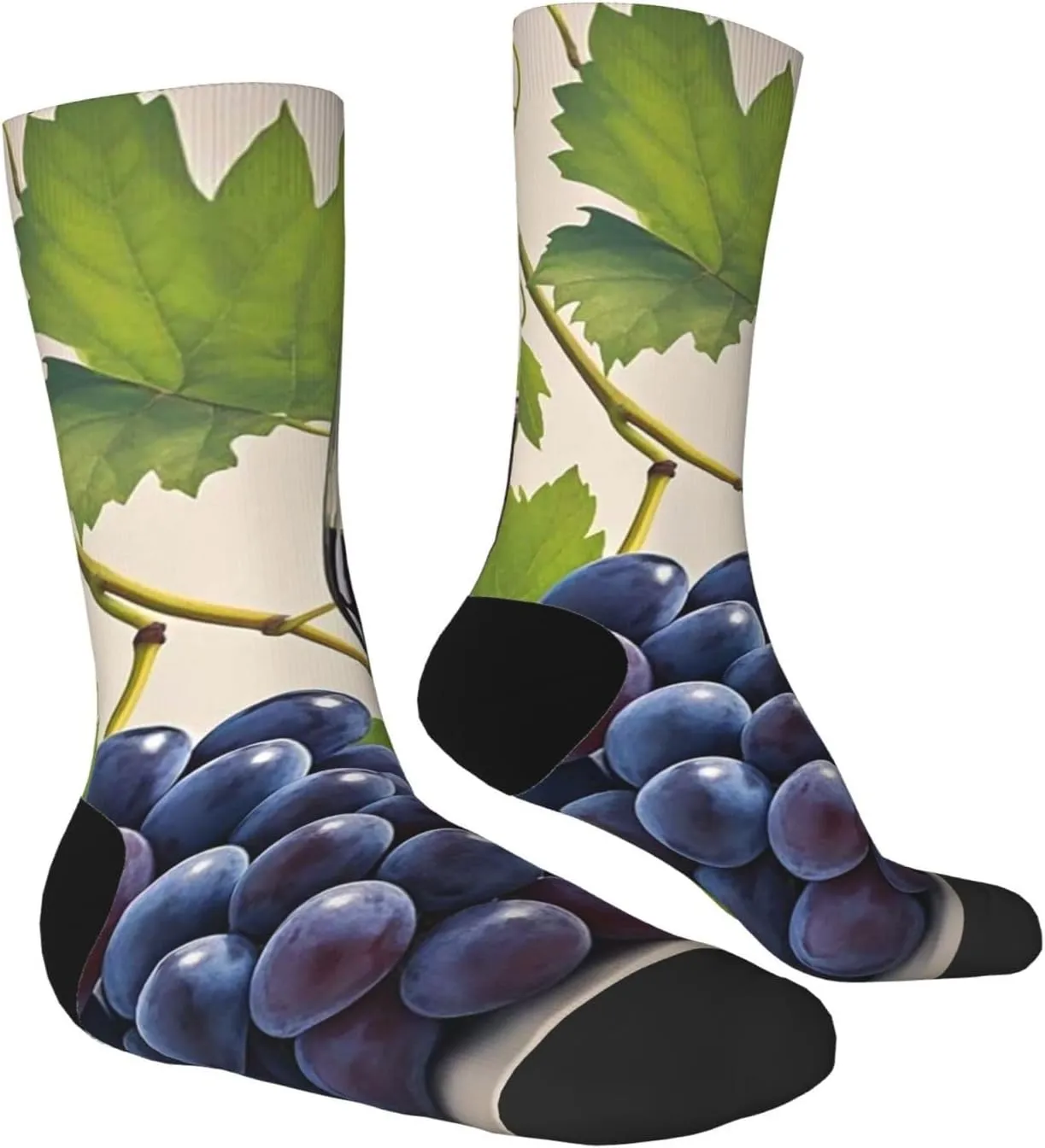 Socks for Women Men Breathable Moisture Wicking Boot Socks Grape Wine Warm Calf Socks