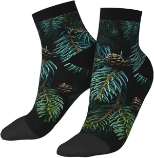Socks for Women Men Breathable Warm Boot Socks Pine Branches Calf Socks for Hiking Work