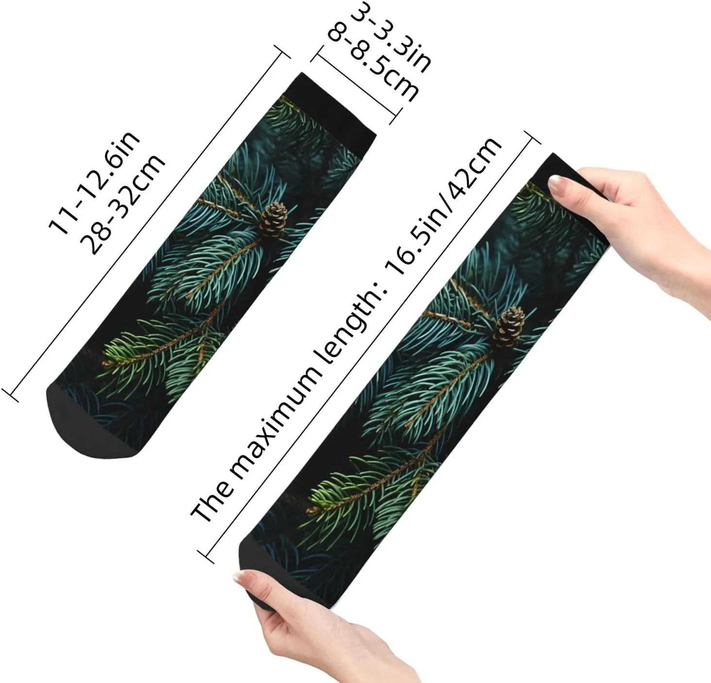 Socks for Women Men Breathable Warm Boot Socks Pine Branches Calf Socks for Hiking Work