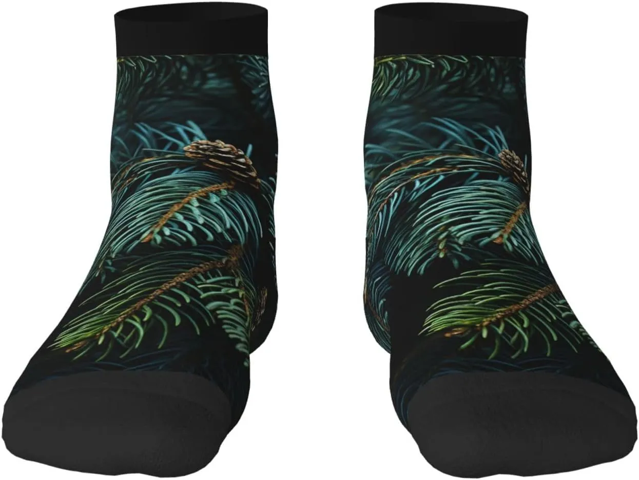 Socks for Women Men Breathable Warm Boot Socks Pine Branches Calf Socks for Hiking Work
